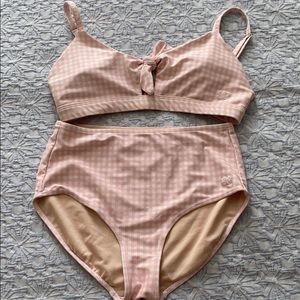 Albion Fit Pink Check High Waisted Bikini Set